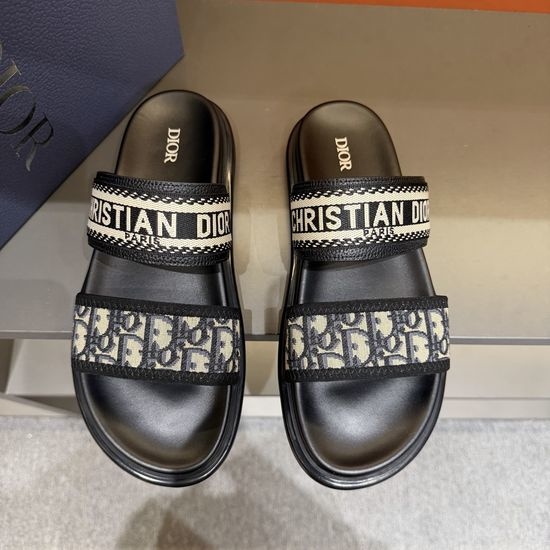 Christian Dior CD Classic Printed Sandals with Adjustable Magic Tape Closure