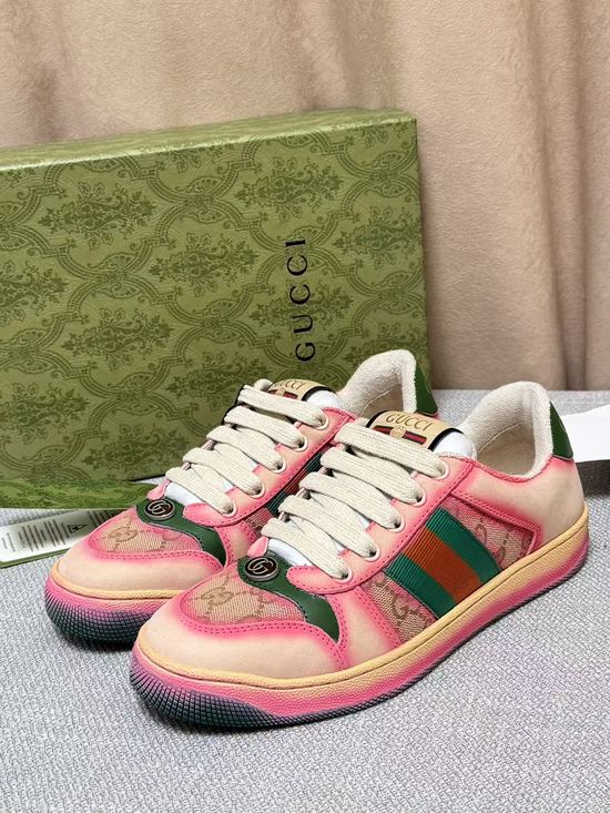 Gucci Distressed Leather Upper Casual Daily Wear Shoes