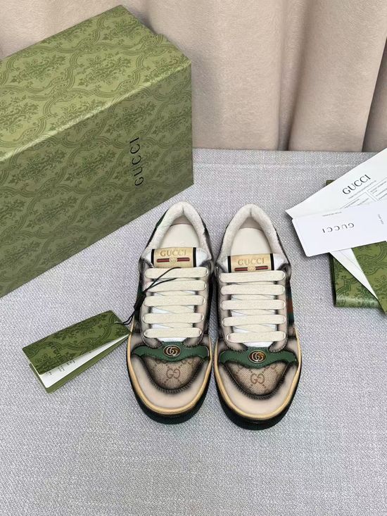 Gucci Premium Distressed Leather Casual Lifestyle Shoes