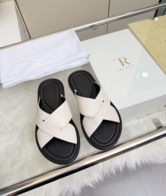 The Row Soft Leather Comfortable Thong Slide Sandals