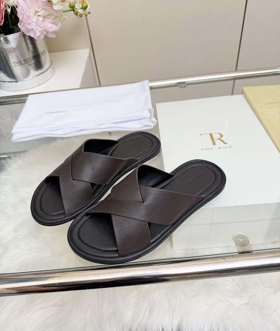 The Row Soft Leather Comfortable Thong Slide Sandals