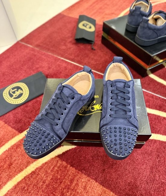 Christian Louboutine Premium Navy Suede Low Top Casual Sneakers