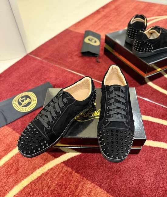 Christian Louboutine Premium Low Top Suede Embellished Sneakers
