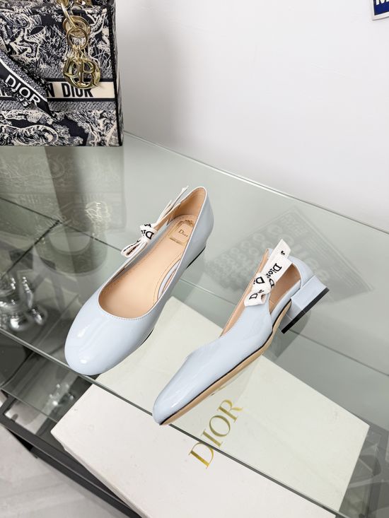 Christian Dior Classic Ballet Flats with Perforated Design and Bow