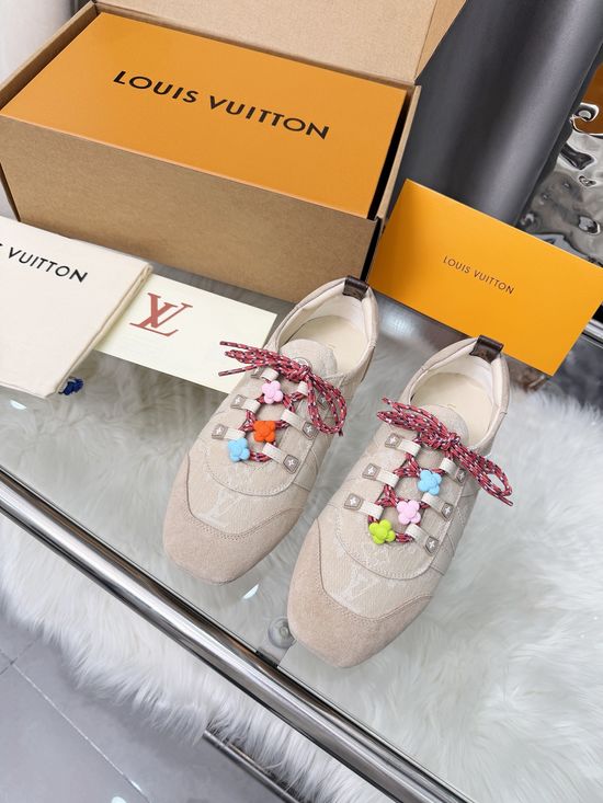 Louis Vuitton Denim Trimmed Casual Ballet Sneakers With Decor