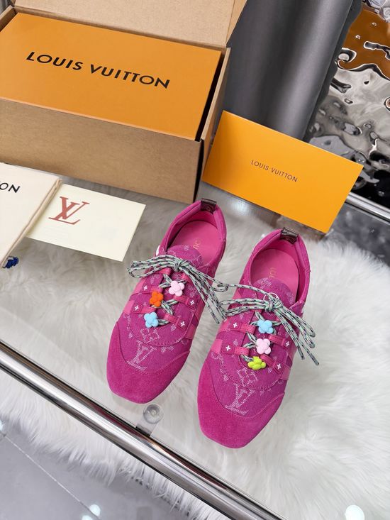 Louis Vuitton Denim Trimmed Casual Ballet Sneakers With Decor