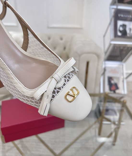 Valentino Bow Decor Leather High Heel Shoes Elegant Comfortable Classic