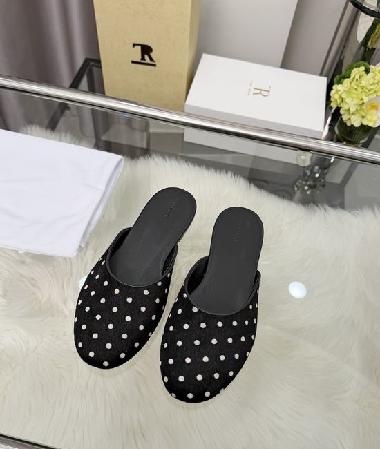 The Row Suede Round Toe Leather Mule Shoes Comfortable Lightweight All-match