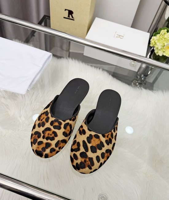 The Row Suede Round Toe Leather Mule Shoes Comfortable Lightweight All-match