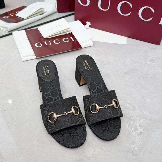 Gucci Classic Buckle Decor Leather Upper Comfort Slide Slippers