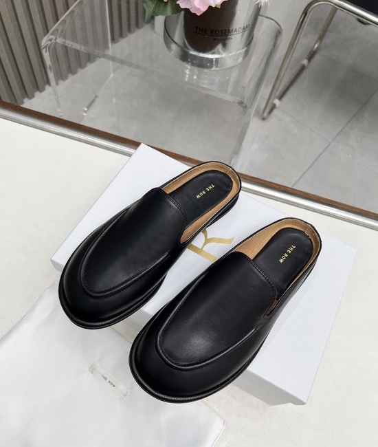 The Row Minimalist Soft Leather Comfortable Loafer Slides