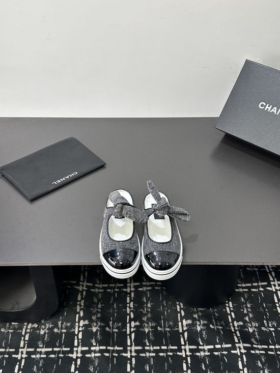 Chanel Denim Leather Comfortable Sandals Rubber Outsole