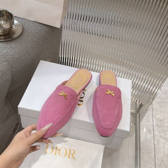 Christian Dior Flat Slides Premium Soft Leather Comfortable Casual Daily Wear