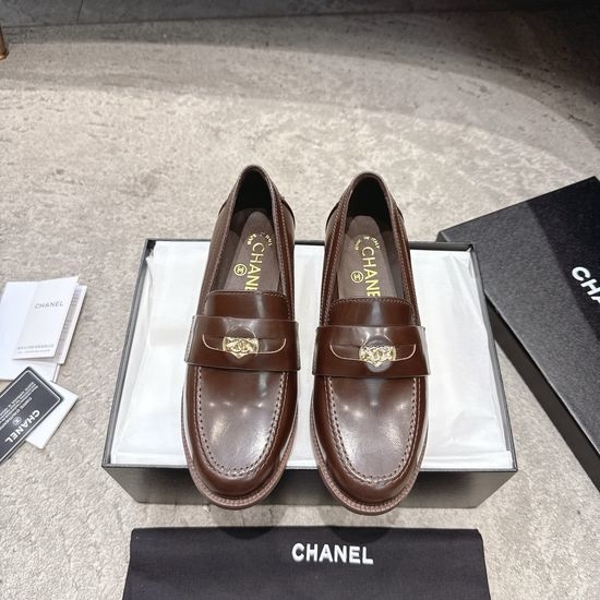 Chanel Metal Buckle Patent Leather Dress Loafers
