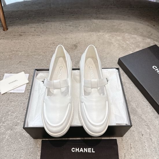 Chanel Rhinestone Buckle Leather Slip On Loafers