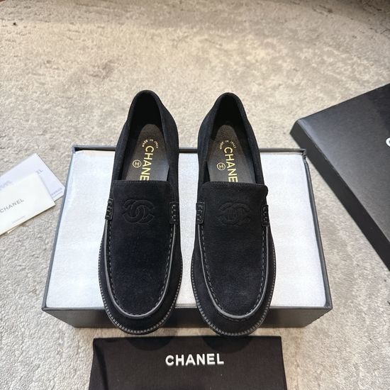Chanel Rhinestone Buckle Patent Leather Loafers