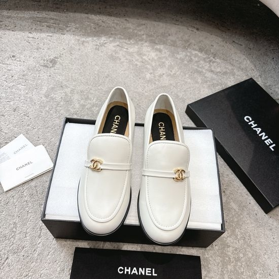 Chanel Rhinestone Buckle Leather Cutout Loafer Sandals