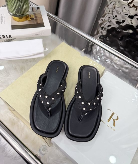 The Row Horse Hair Thong Flat Slide Shoes Soft Non-slip Durable