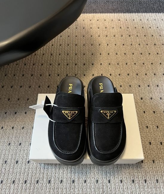 Prada Vintage Suede Platform Mule Shoes Comfortable Daily Wear