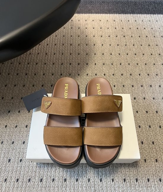 Prada Retro Chunky Double-Band Slides for Casual Style