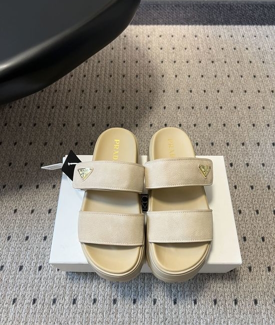 Prada Retro Chunky Double-Band Slides for Casual Style