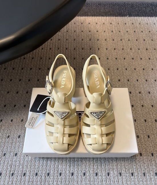 Prada Chunky Roman Sandals with Buckle Strap Design