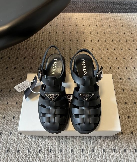 Prada Chunky Roman Sandals with Buckle Strap Design