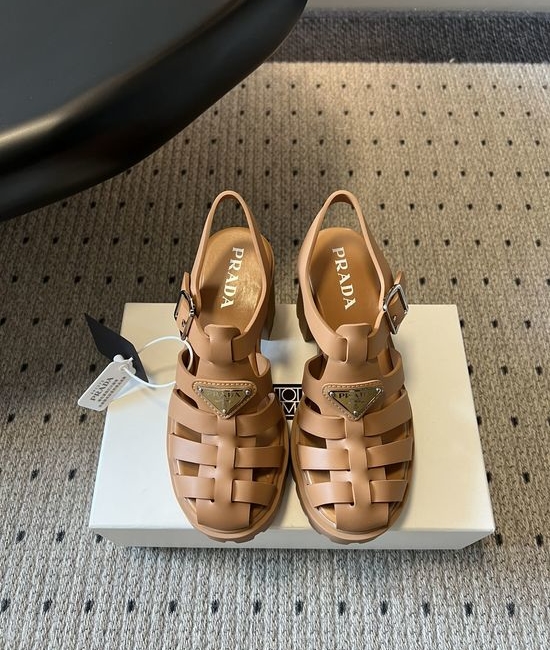 Prada Chunky Roman Sandals with Buckle Strap Design