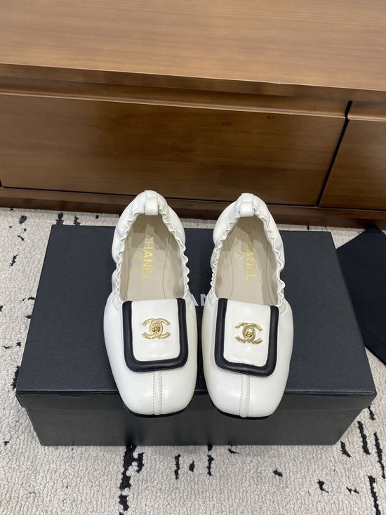 Chanel Classic Buckle Square Toe Comfort Leather Ballet Flats