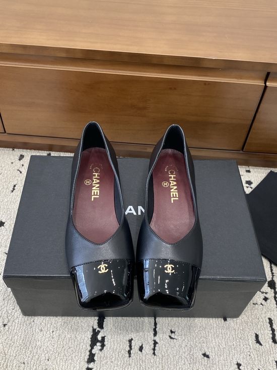 Chanel Color Block Chunky Heel Square Toe Mary Jane Flats