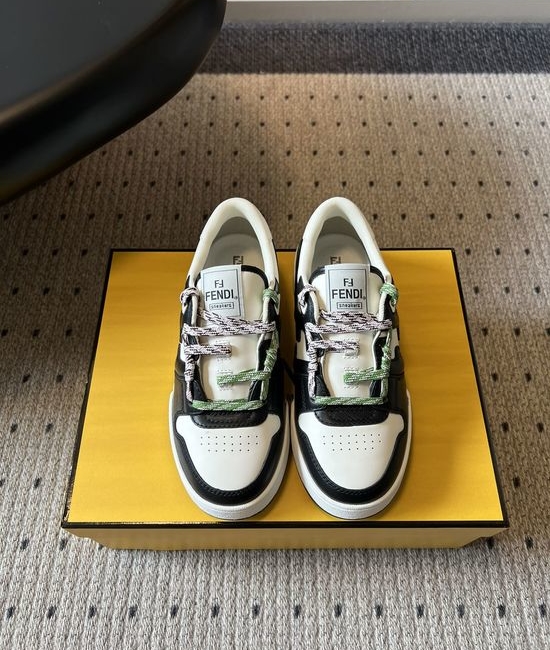 Fendi Retro Color-Block Sneakers with Signature Laces