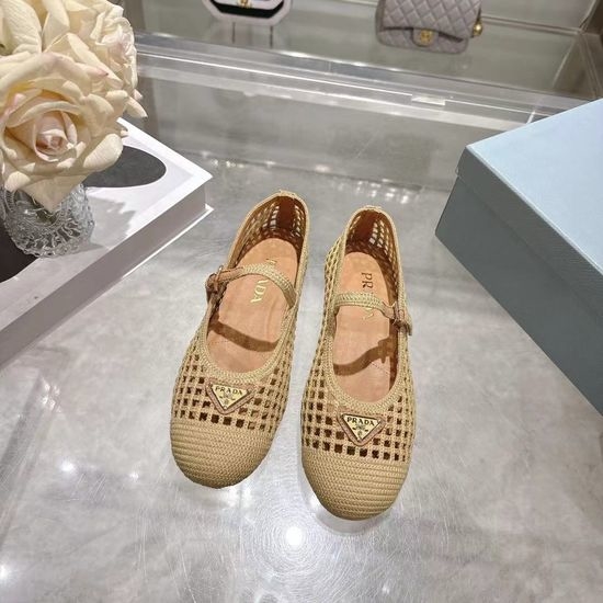 Prada Crochet Upper Non Slip Rubber Sole Flat Casual Shoes