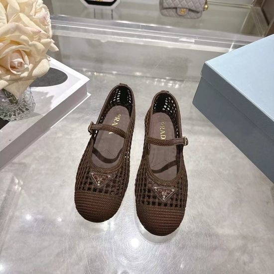 Prada Crochet Upper Non Slip Rubber Sole Flat Casual Shoes
