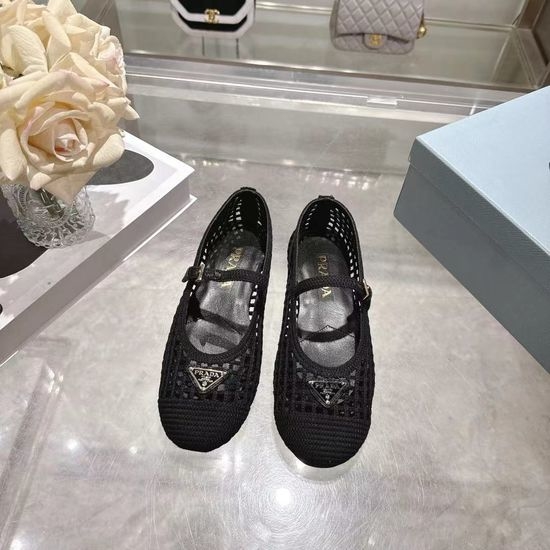 Prada Crochet Upper Non Slip Rubber Sole Flat Casual Shoes