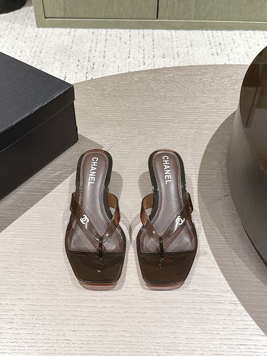 Chanel Clear Crystal Embellished Jelly Sandals With Non Slip Sole