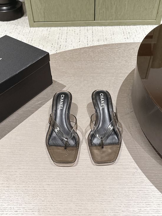 Chanel Clear Crystal Embellished Jelly Sandals With Non Slip Sole