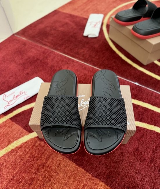 Christian Louboutine Mesh Printed Non Slip Comfort Casual Slide Sandals