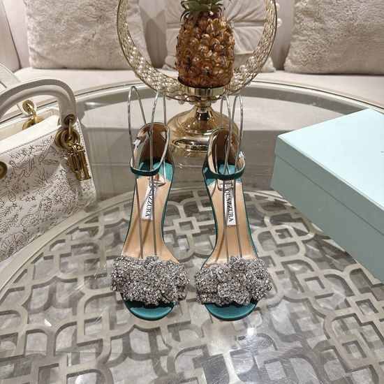 Aquazzura Reinstone Butterfly High-heeled Sandals with Silk Satin