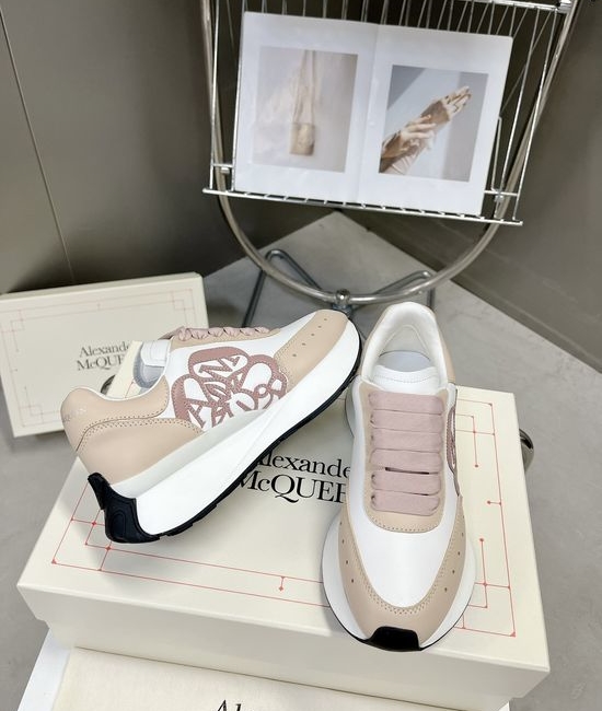 McQueen Embossed Leather Fashion Sneakers with Extra Laces
