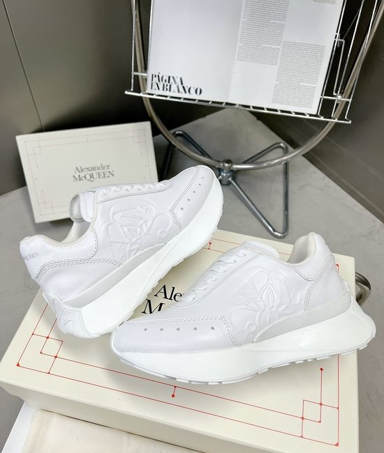 McQueen Embossed Leather Fashion Sneakers with Extra Laces