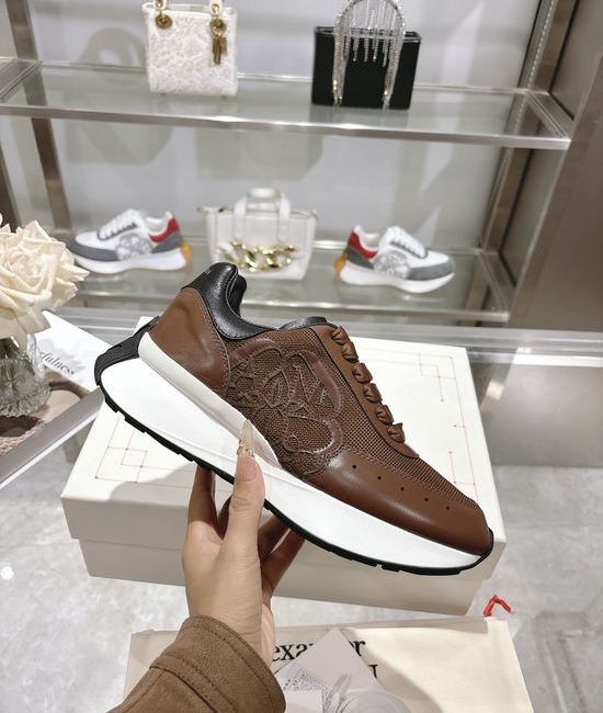 McQueen Embossed Leather Fashion Sneakers with Extra Laces