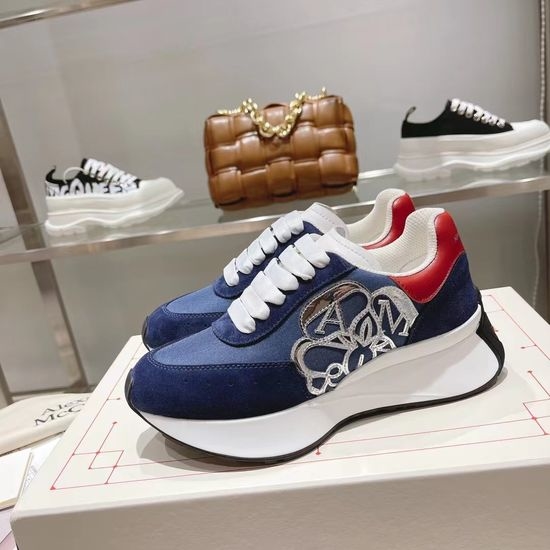 McQueen Embossed Leather Fashion Sneakers with Extra Laces