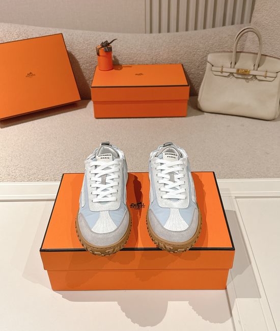 Hermes Suede Goatskin Sneakers with Iconic Design