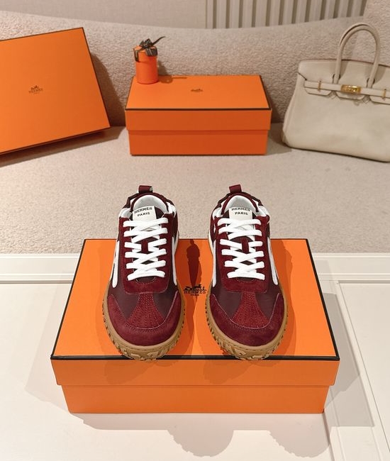 Hermes Suede Goatskin Sneakers with Iconic Design
