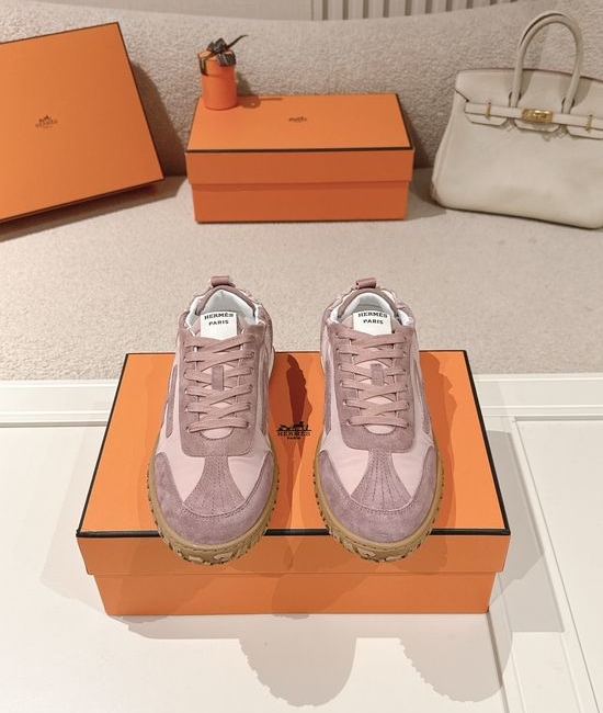 Hermes Suede Goatskin Sneakers with Iconic Design