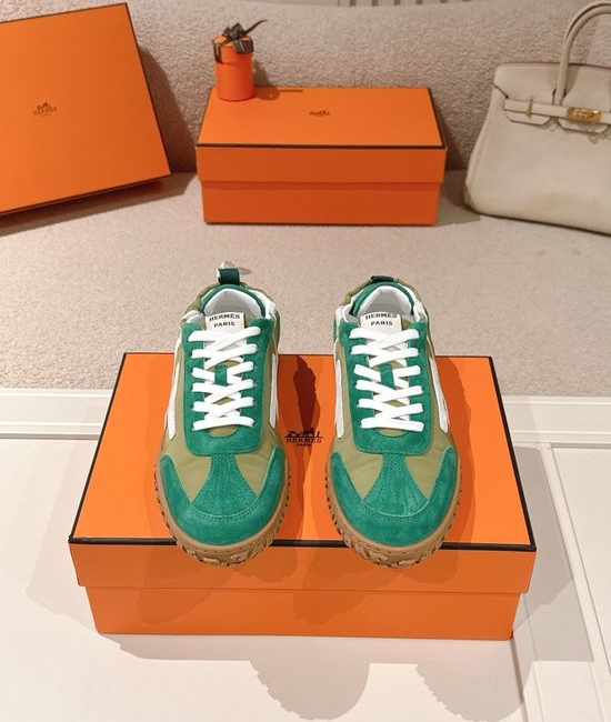 Hermes Suede Goatskin Sneakers with Iconic Design