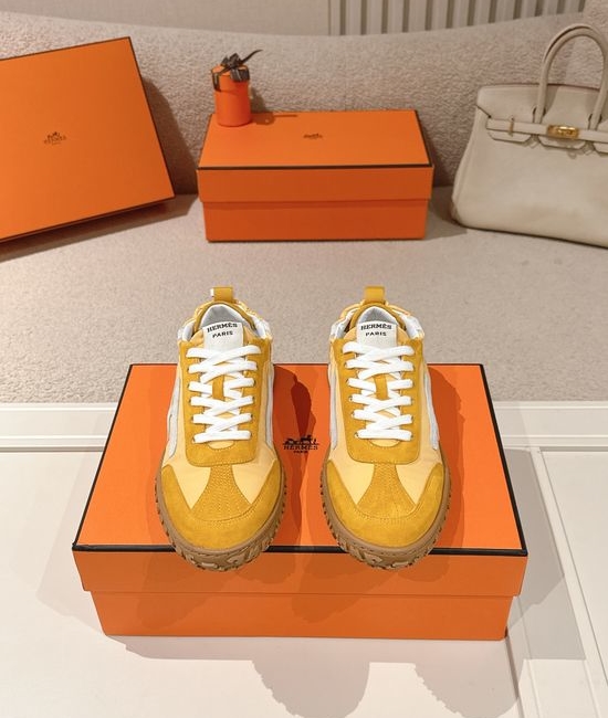 Hermes Suede Goatskin Sneakers with Iconic Design