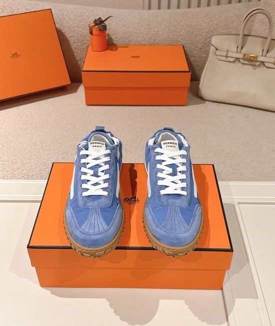 Hermes Suede Goatskin Sneakers with Iconic Design