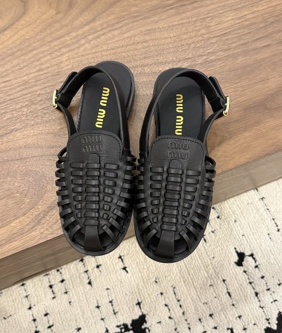 Miu Miu Woven Slingback Sandals Soft Leather Lining Non-slip Sole