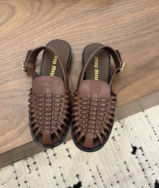 Miu Miu Woven Slingback Sandals Soft Leather Lining Non-slip Sole
